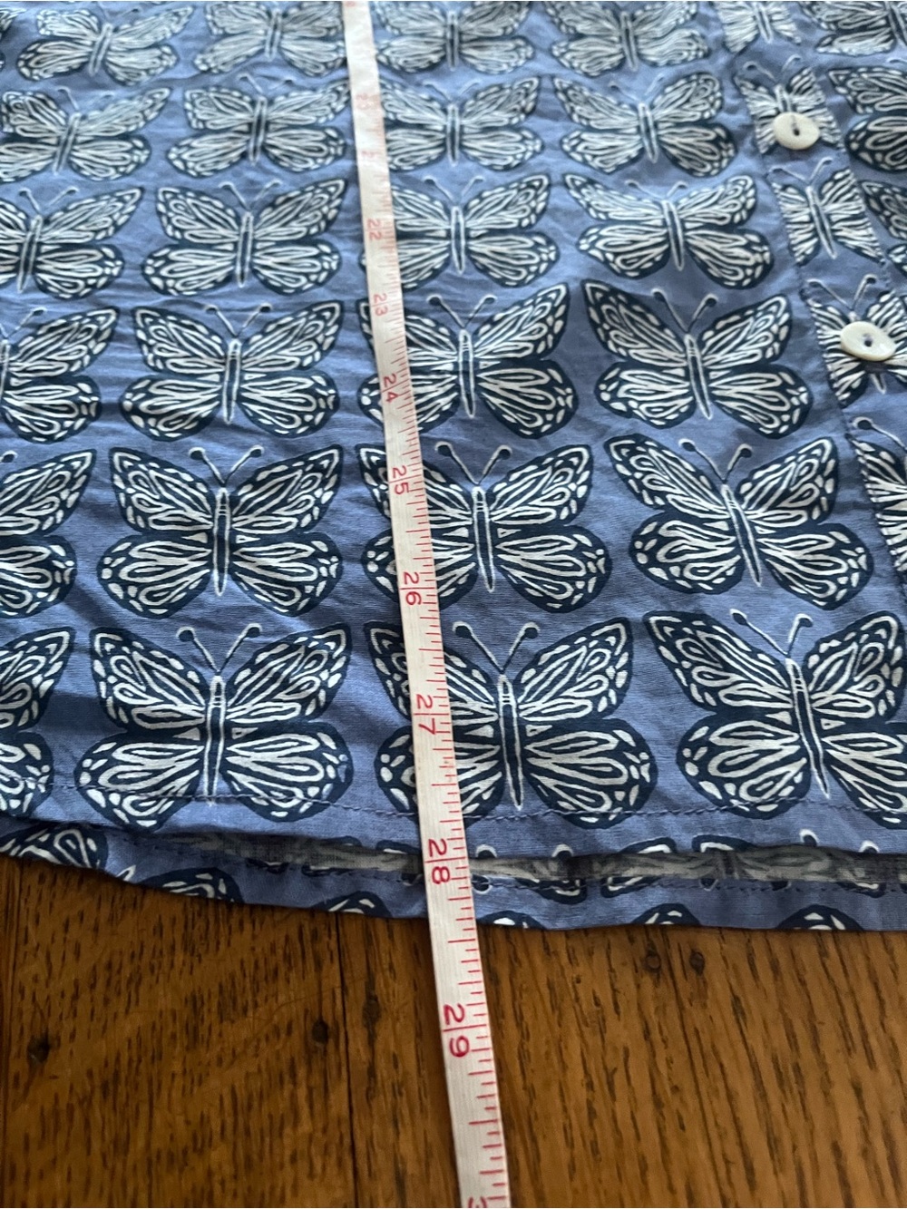 Sigrid Olsen Blue Butterfly Jacquard Button-Down Shirt - Picture 11 of 12
